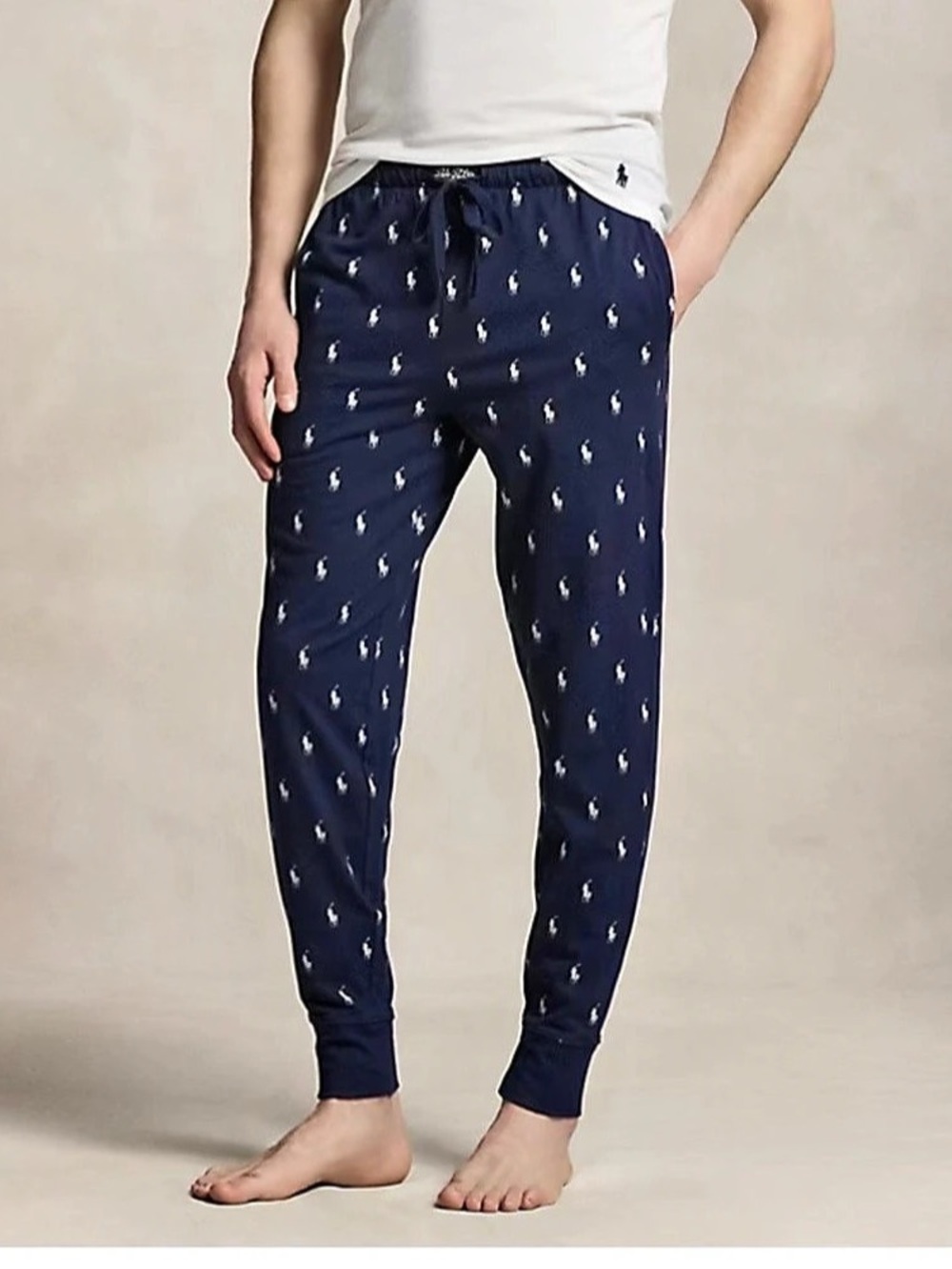 Polo Ralph Lauren Men's Navy Cotton Pony Logo Pajama Jogger Lounge Pants Medium